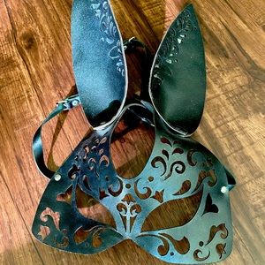Brand new, never used, leather bunny mask with adjustable strap